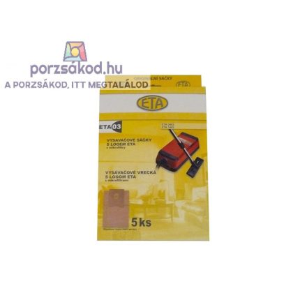 Papír porzsák, 5 darabos kiszerelésben+2FILTER, Gyári Eta 0403, 1403 (403)