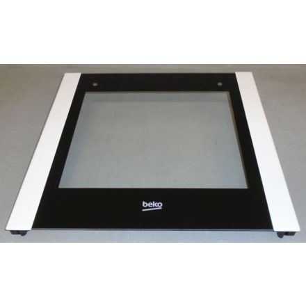 Üveglap, ajtó, külső, fehér, (eredeti) BEKO tűzhely 497x461 mm 