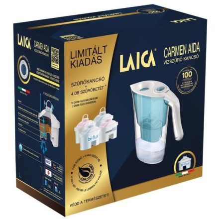 LAICA Limitált szett Laica Carmen Aida kék kancsó 2 Univerzális és 2 Magnéziumos biflux szűrőbetéttel